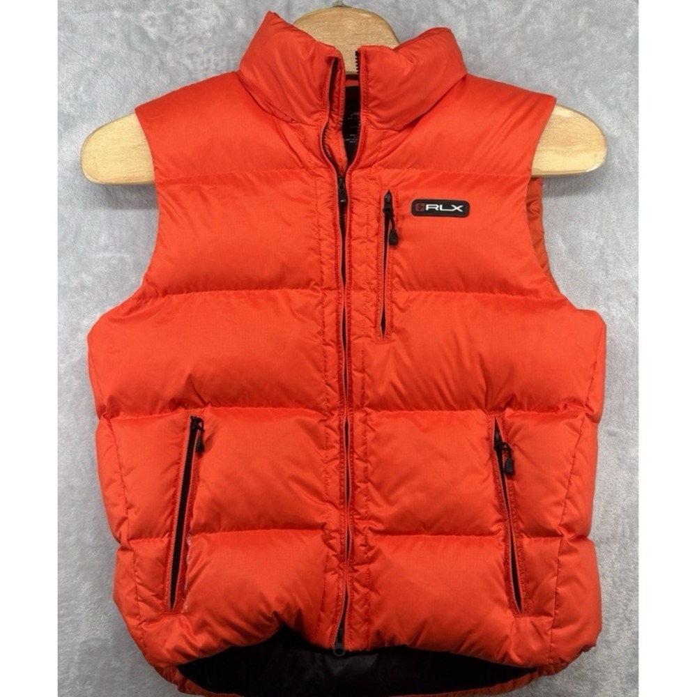 Ralph Lauren‎ RLX Down Sleeveles Vest Orange Men's Size Large L EUC